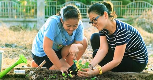 A pair of students turn 园艺 extracurrular activities into a hobby.